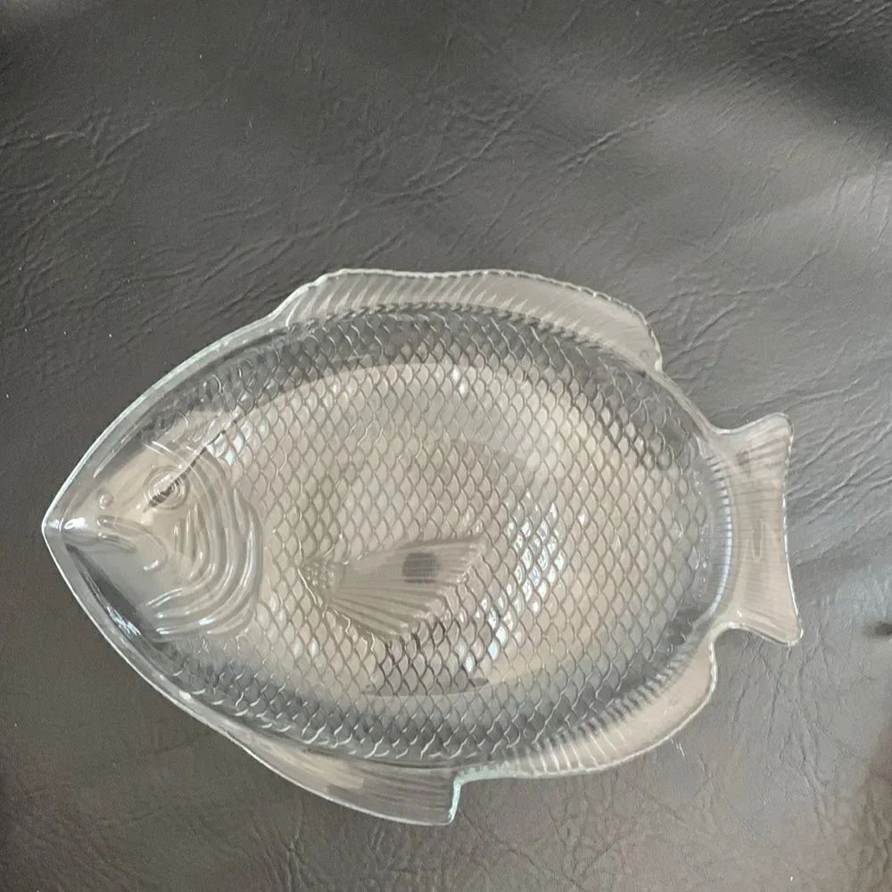 Fish Oven USA Glass Baking Serving Plate Platter Appetizer Dinner 11 In Long Bar